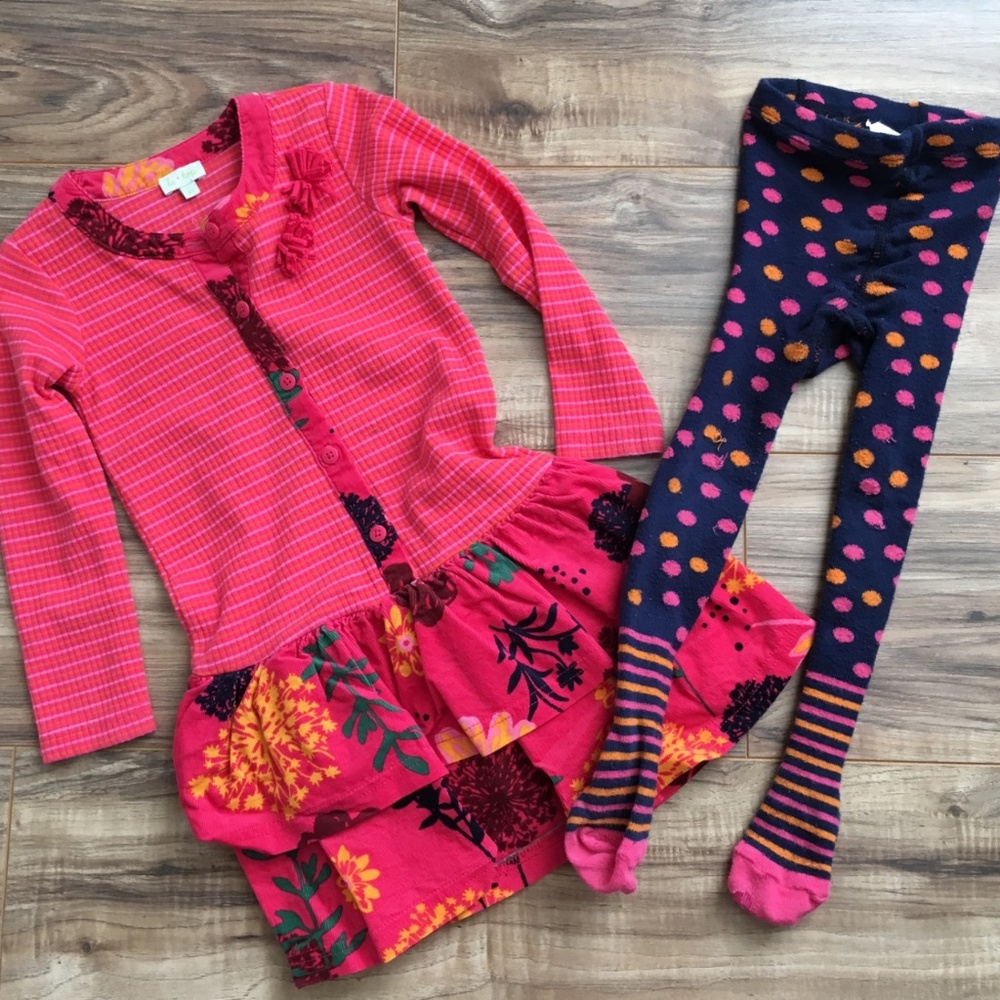 Girls Le Top Dress with Sweater Tights Size 4T